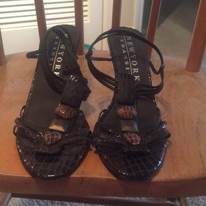 Brown Embossed Sandals